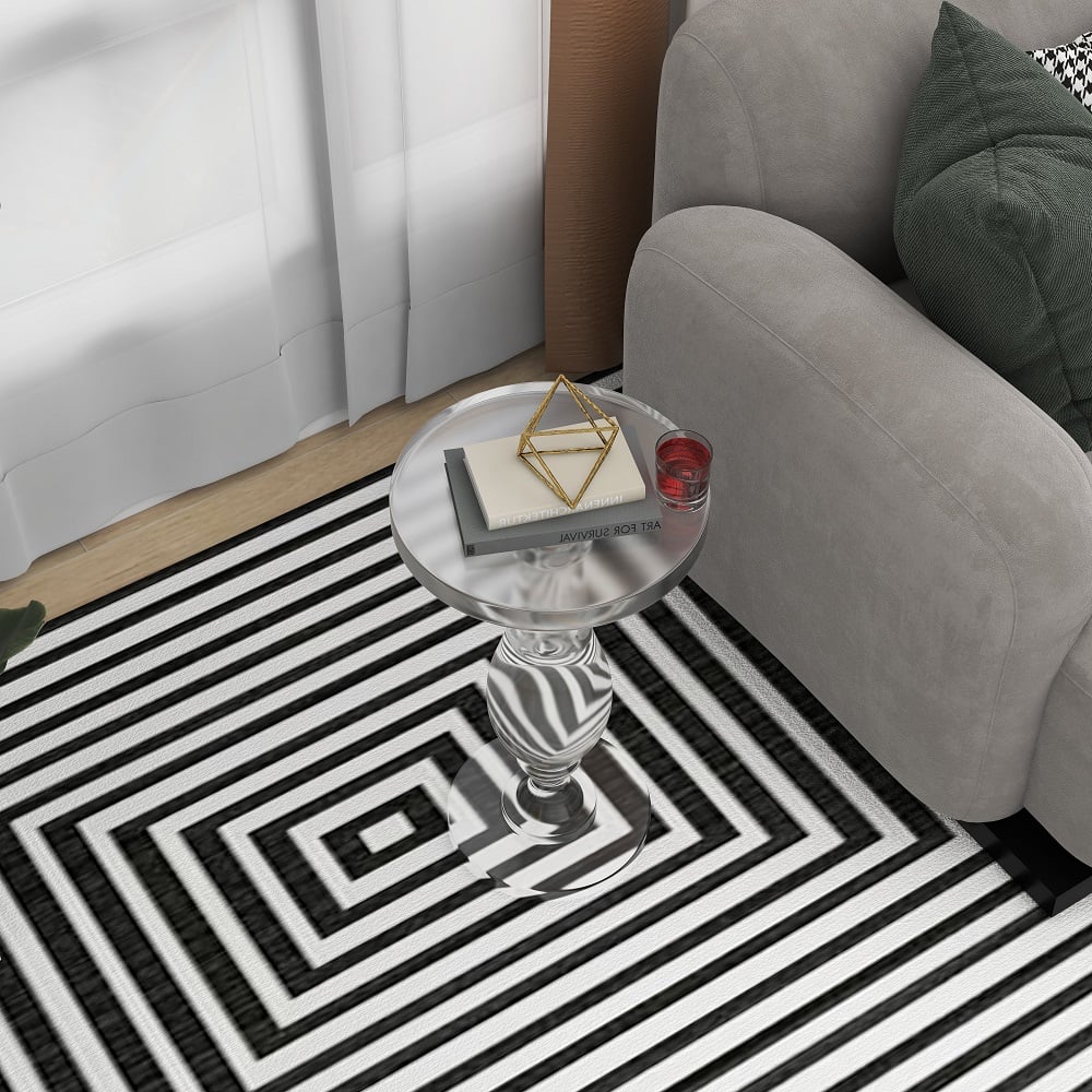 Avis Clients sur Table d'extrémité ronde moderne en acrylique transparent de 350 mm avec piédestal