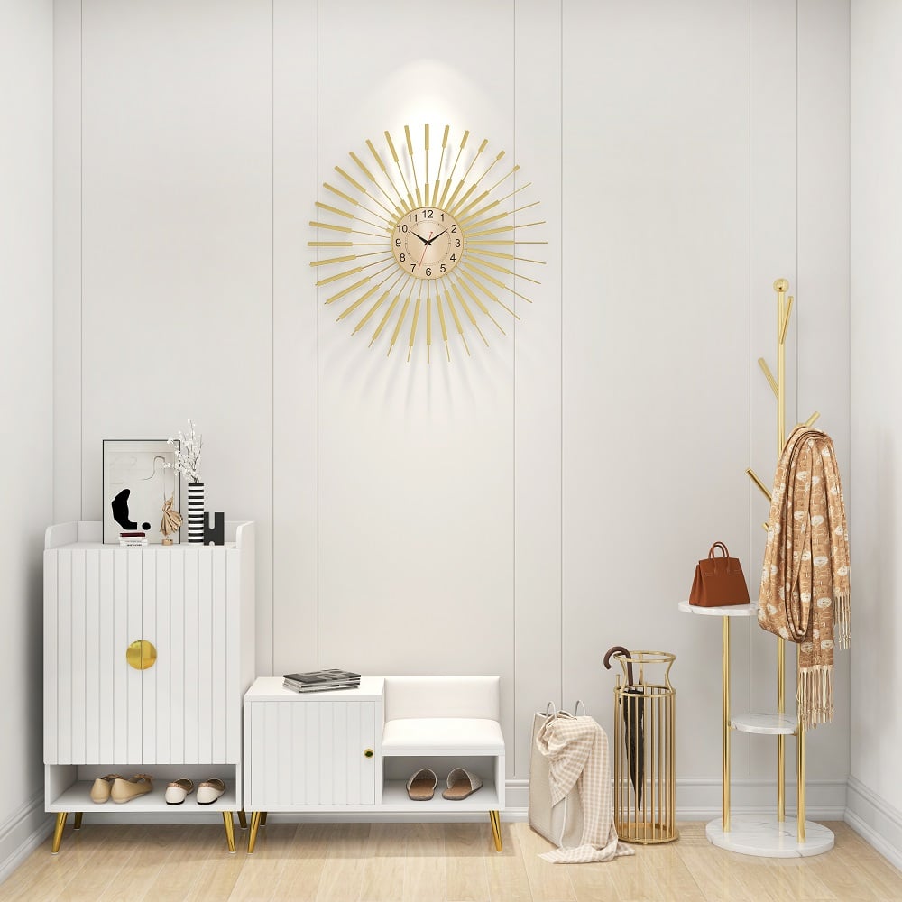 Questions and Answers for 24" Glam Oversized Golden Wall Clock with Helical Shape Metal Frame