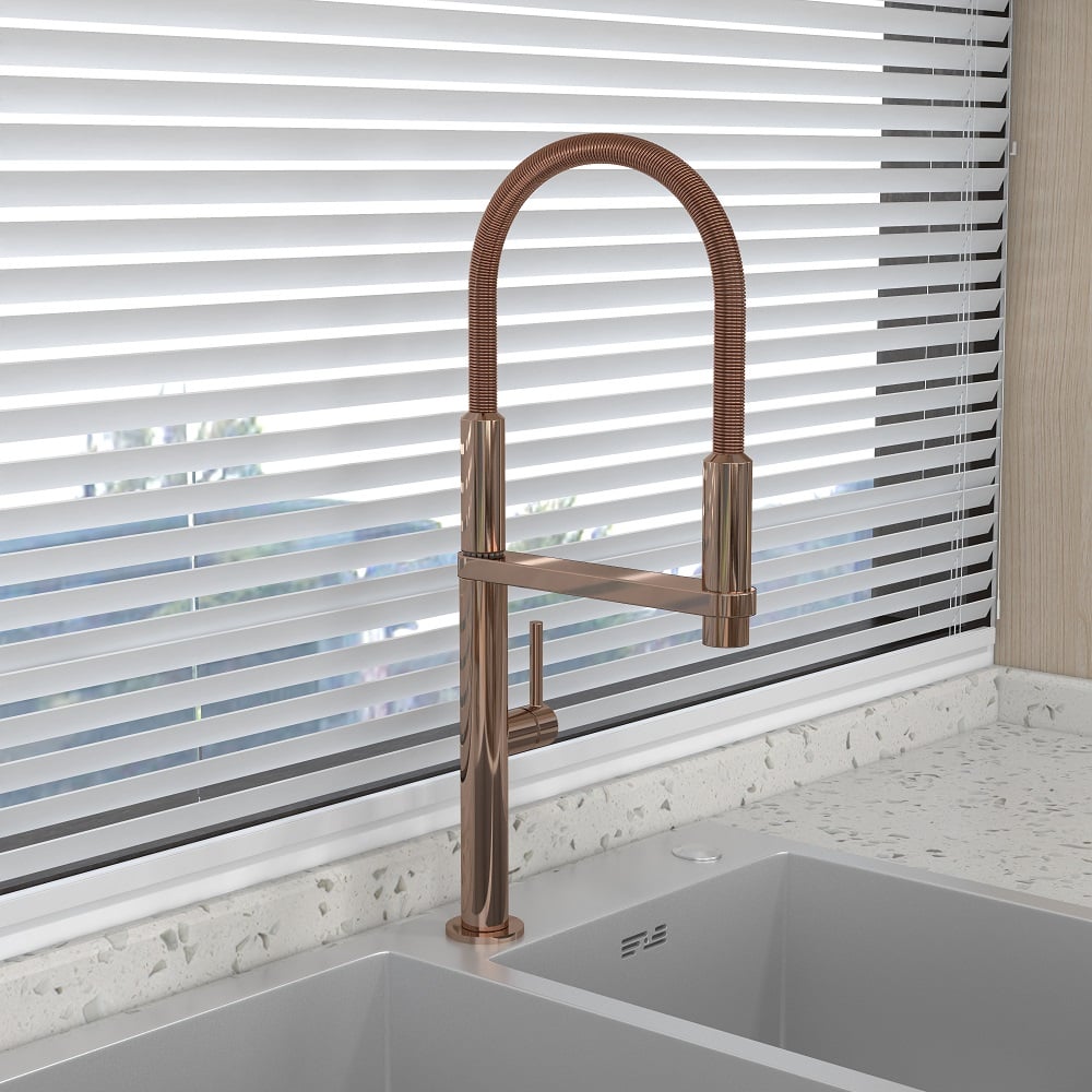 Domande e risposte per Miscelatore da cucina magnetico monoblocco ad alto arco in oro rosa con spruzzatore a doppia funzione