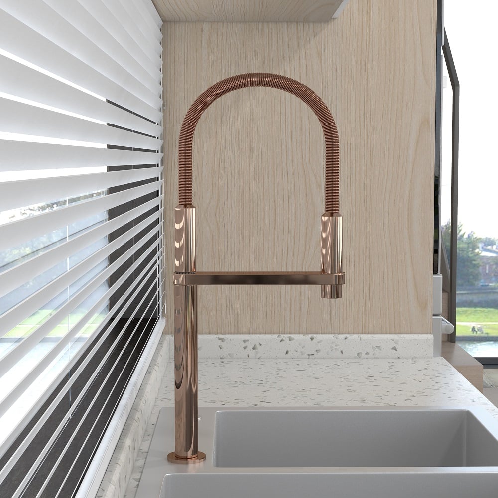 Domande e risposte per Miscelatore da cucina magnetico monoblocco ad alto arco in oro rosa con spruzzatore a doppia funzione