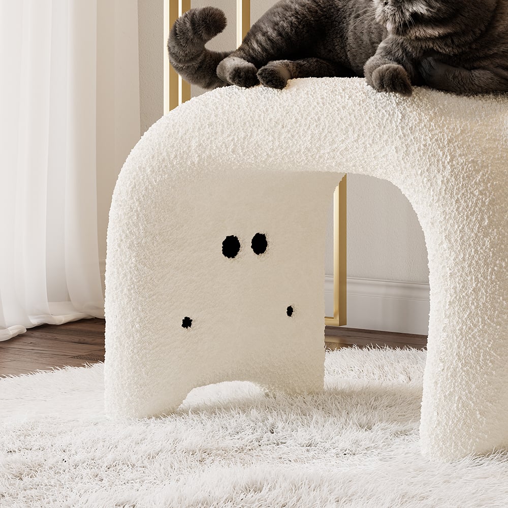 Klantrecensies voor Moderne witte schattige make-upaccentstoel Teddy Velvet Vanity Stool Kinderkruk Bekleding