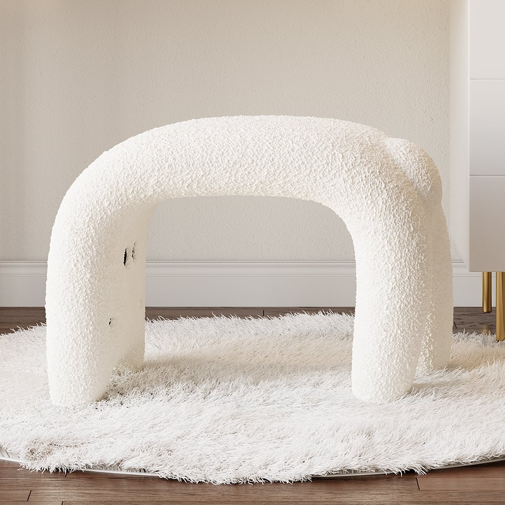 Klantrecensies voor Moderne witte schattige make-upaccentstoel Teddy Velvet Vanity Stool Kinderkruk Bekleding