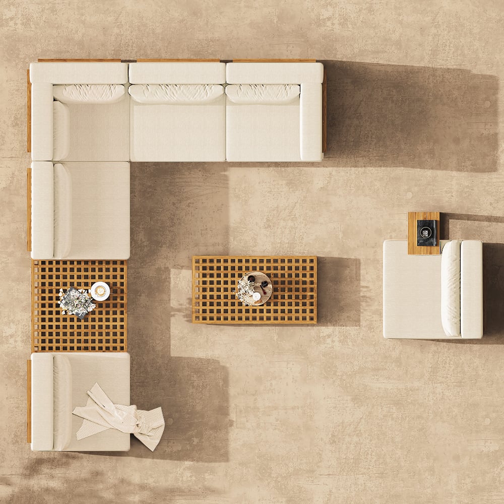 Oceny klientów dla 6-osobowy, odporny na warunki atmosferyczne zestaw narożników z aluminium i drewna tekowego