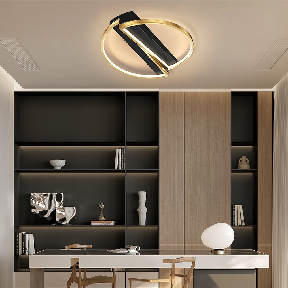 Questions and Answers for Modern LED Geometric Flush Mount Light in Gold & Black