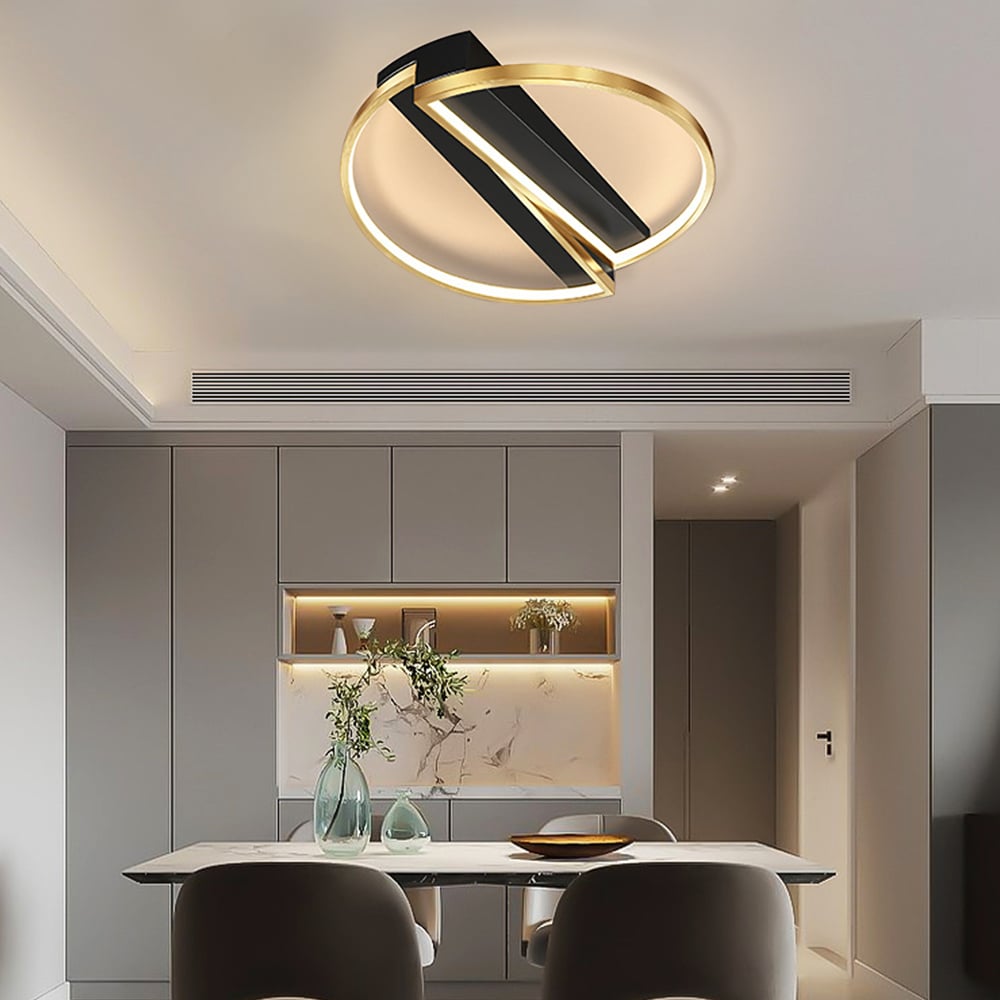 Questions and Answers for Modern LED Geometric Flush Mount Light in Gold & Black