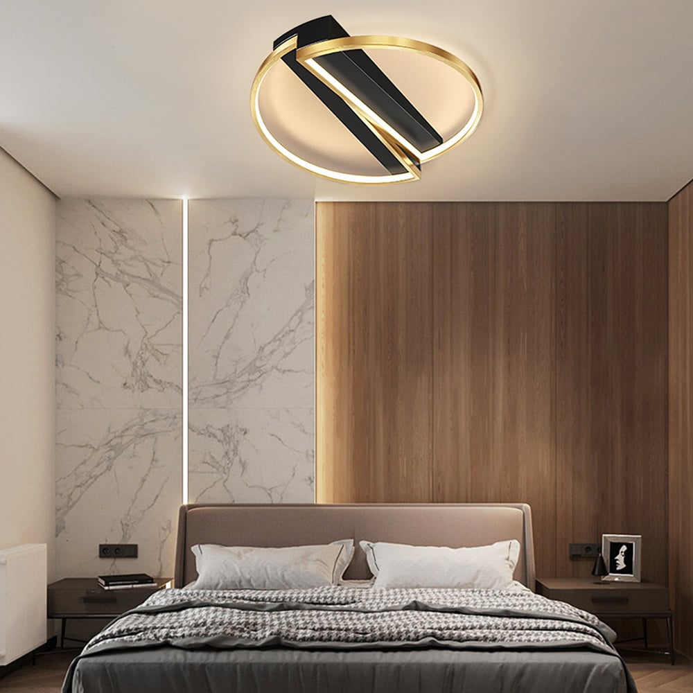 Questions and Answers for Modern LED Geometric Flush Mount Light in Gold & Black