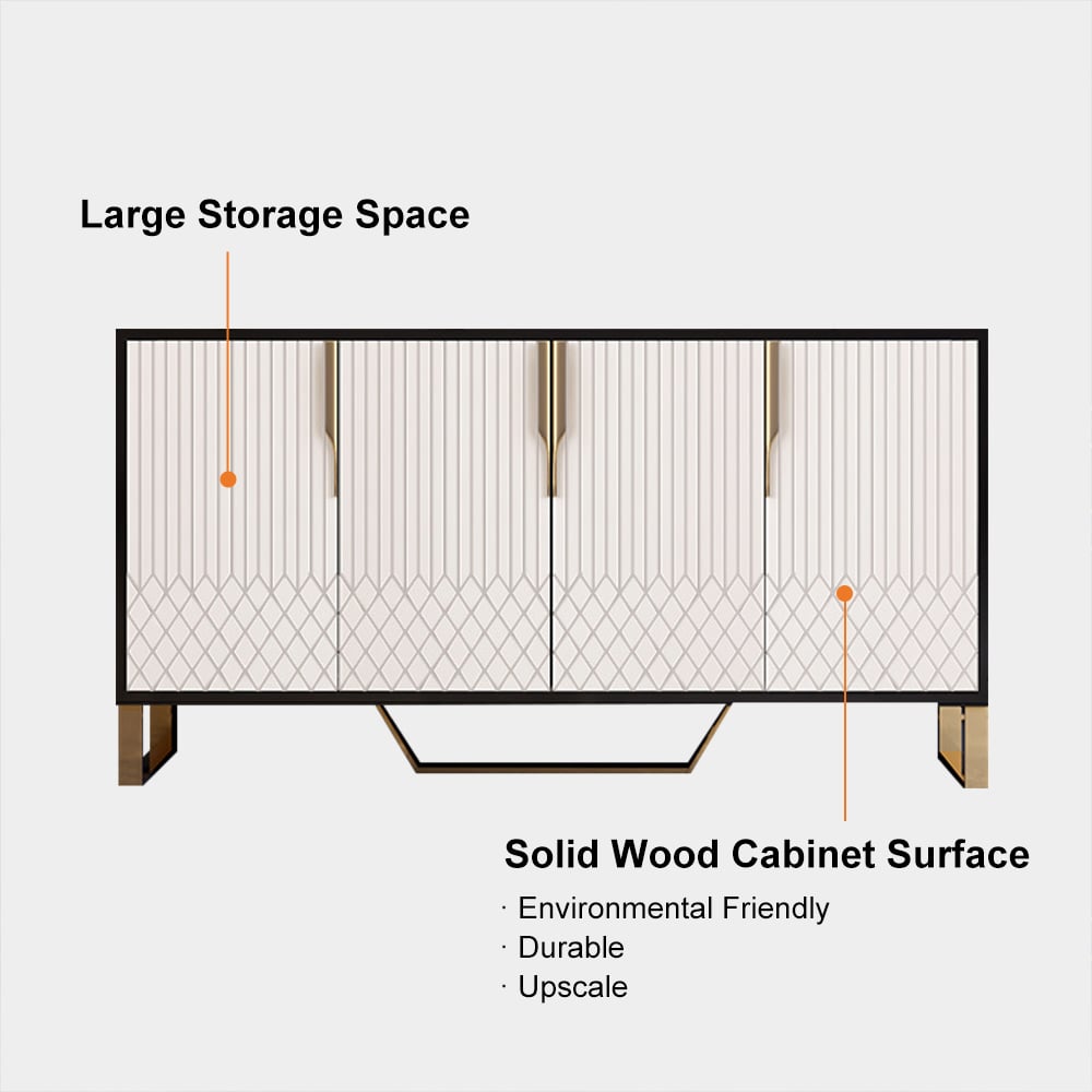 Perguntas e respostas para Aparador de Madeira Aro 150 cm Branco e Preto com Armários e Prateleiras Ajustáveis