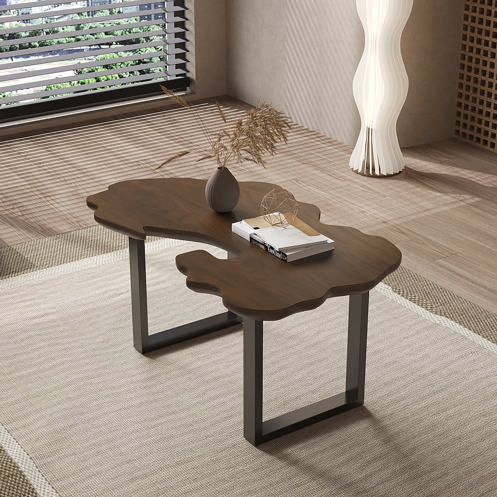 Customer Reviews for Rustic 1010mm Live-Edge Coffee Table Walnut & Black with Wooden Tabletop & Metal Base