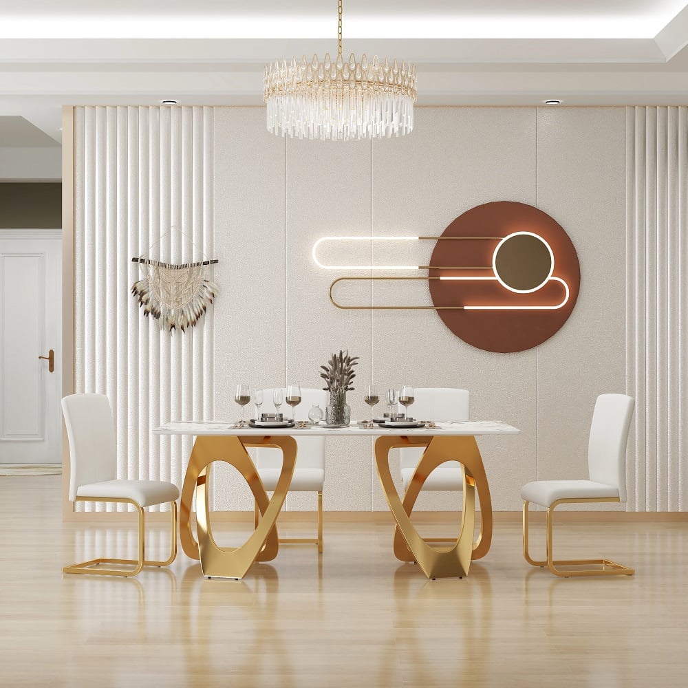 Perguntas e respostas para Conjunto de 6 cadeiras de jantar modernas com estofamento em couro PU branco