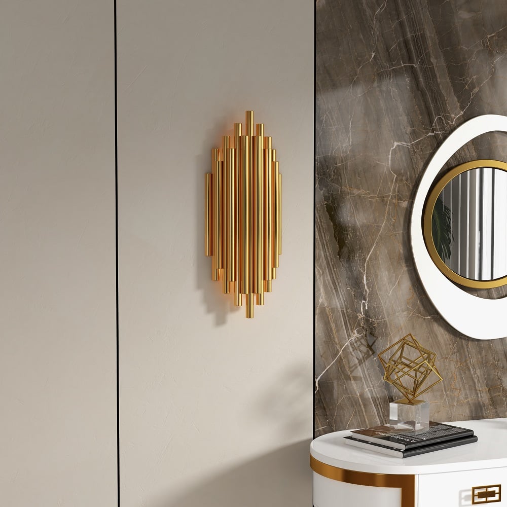 Questions and Answers for Glam Fluted Gold Wall Sconce 2-Light Flush Mount Wall Lighting