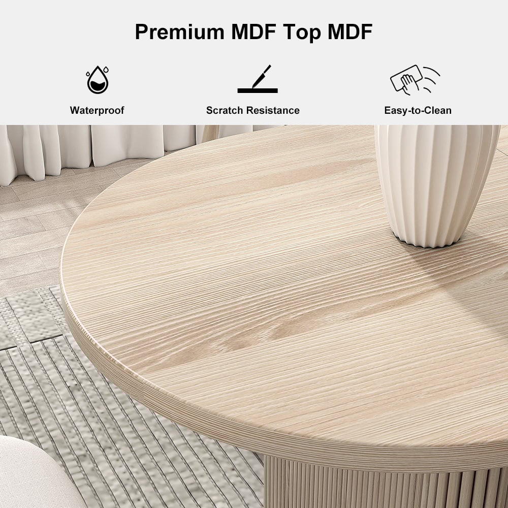 Japandi 79"-94" Oval Extendable Whitewash Dining Table Butterfly Leaf 6-10 Seater