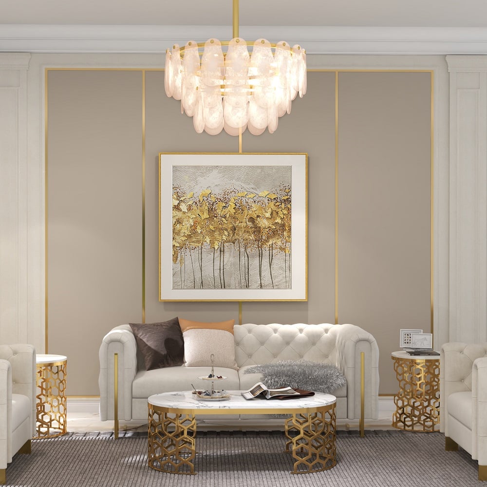 Questions et Réponses pour Lustre moderne en verre nuage à 6 lumières, barre de suspension réglable