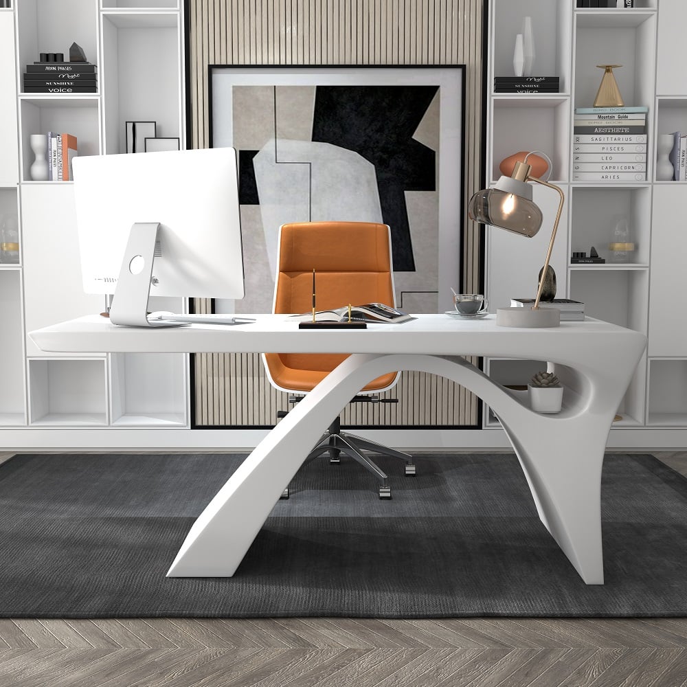 Questions and Answers for Modern White Computer Desk Rectangular Office Desk with Pedestal Base (1600mm)