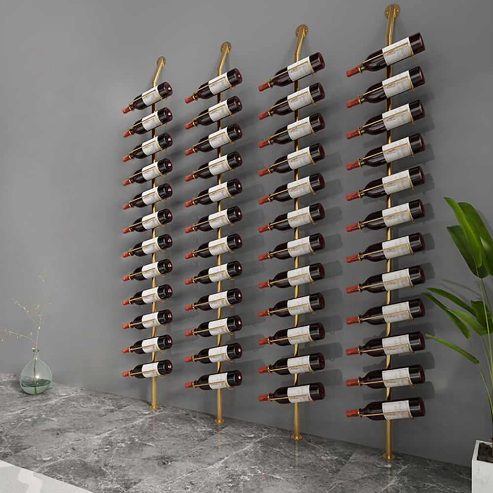 Questions and Answers for Industrial Gold Floor Wine Rack Metal 4 Piece 48-Bottle Vertical Tall Wine Rack