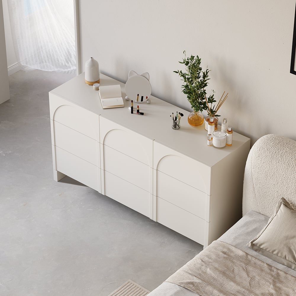 Customer Reviews for 53"W Japandi Cream White Dresser Nordic Arch Chest of 9 Drawers Storage Cabinet