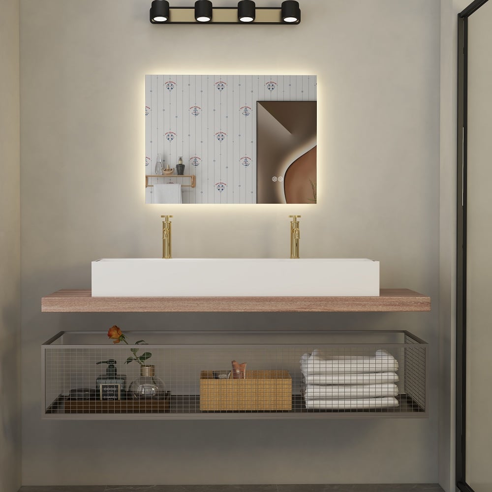 Questions and Answers for 32" x 24" Rectangular Wall Mounted LED Bathroom Vanity Mirror Anti-Fog Frameless Backlit