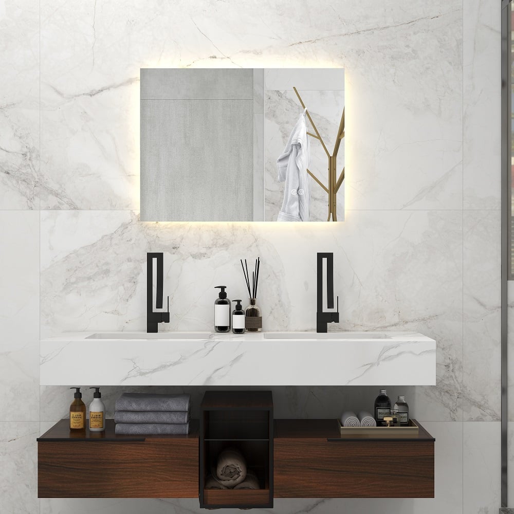 Questions and Answers for 32" x 24" Rectangular Wall Mounted LED Bathroom Vanity Mirror Anti-Fog Frameless Backlit