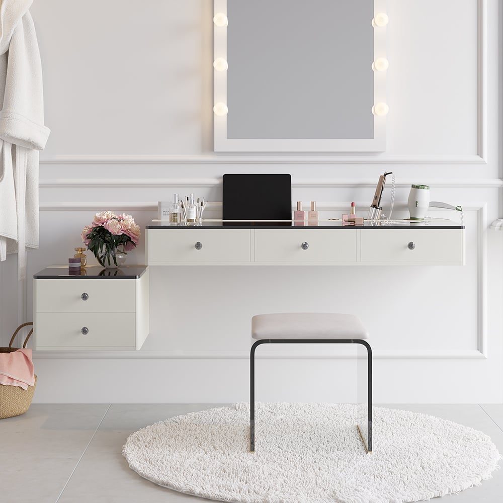 Vragen en antwoorden voor 1200 mm lederen zwevende make-upmake-upset van gehard glas met kruk