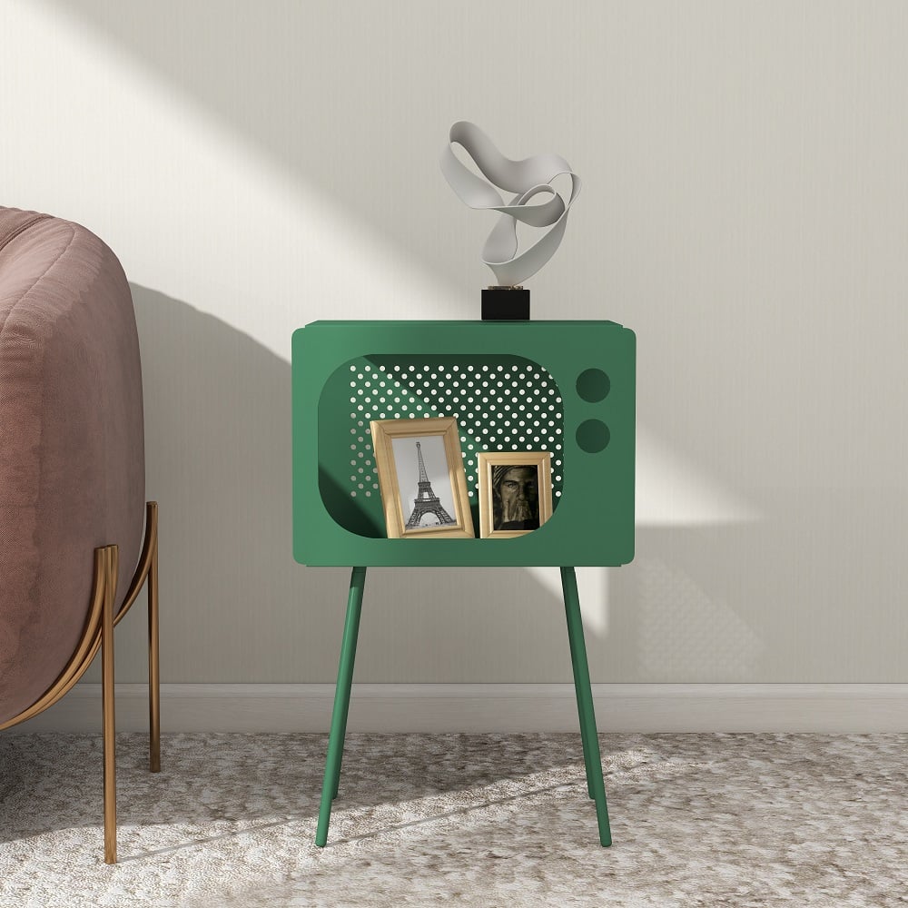 Questions and Answers for Stert Modern End Table in Television Shape Hollow Side Table in Fresh Green