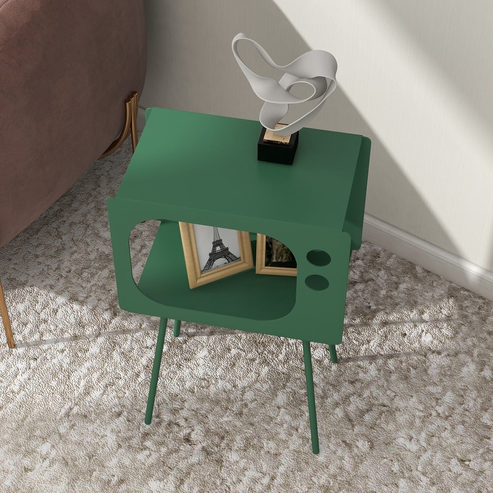 Questions and Answers for Stert Modern End Table in Television Shape Hollow Side Table in Fresh Green