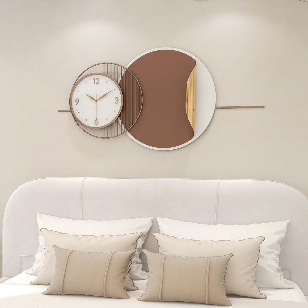 Vragen en antwoorden voor Moderne metalen grote wandklok ronde oversized decoratieve wandklokken in bruin