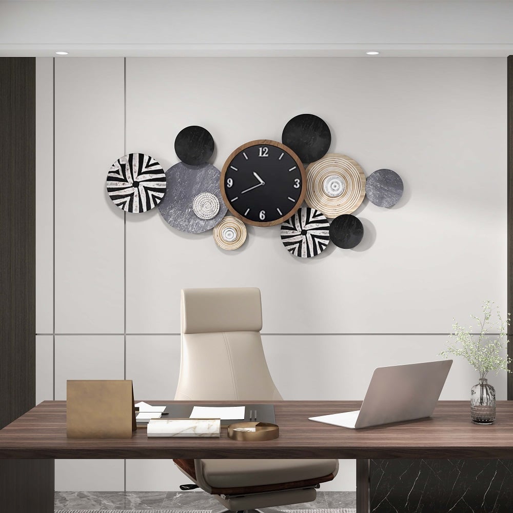 Klantrecensies voor Moderne multi-round mute wandklok metalen hangende huiskunst