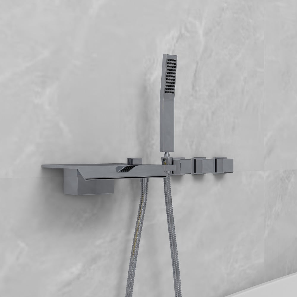 Customer Reviews for Moda Polished Chrome Wall-Mounted Waterfall Bath Tap with Hand Shower Solid Brass