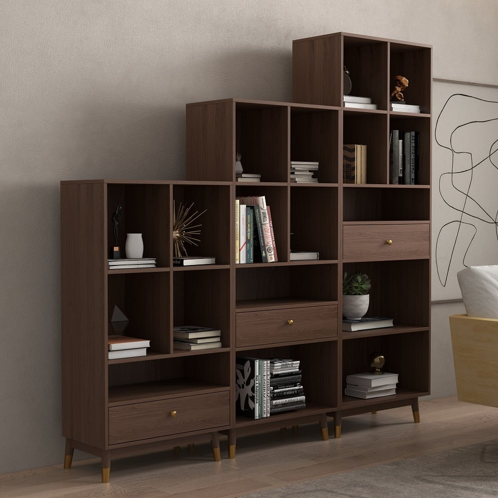 Customer Reviews for Ultic Modern Walnut Bookshelf Bookcase with Metal Frame and Drawer