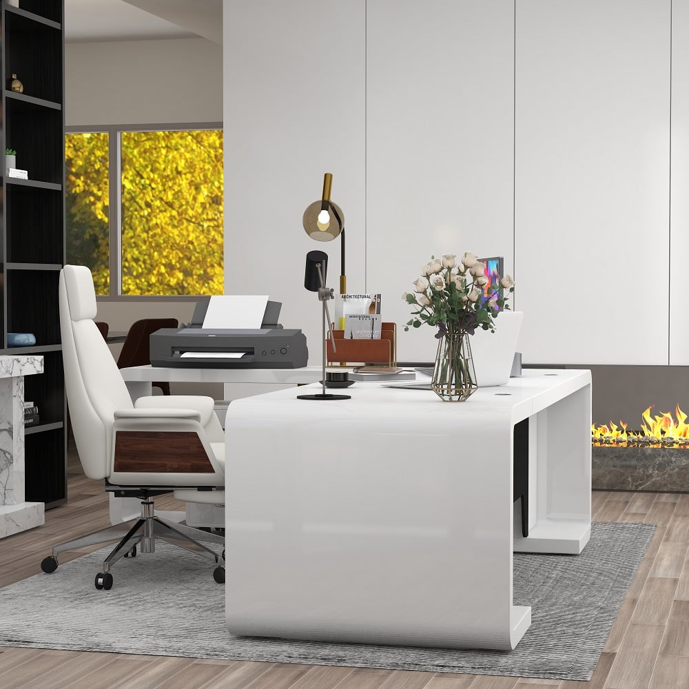 Questions and Answers for 2000mm L-Shaped Modern Executive Desk of Left Hand with Drawers in White & Black