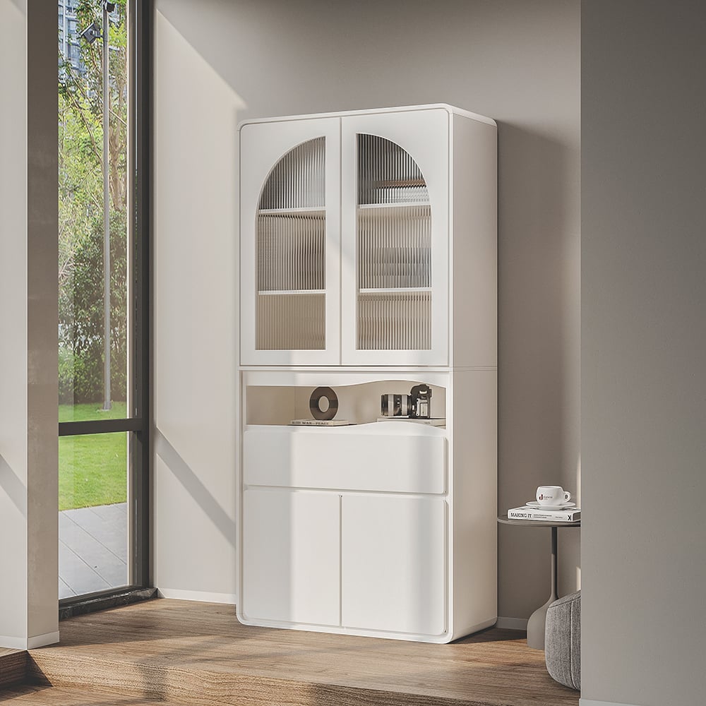 Questions and Answers for 74.8" Modern Modular Bookcase with 4 Doors and 1 Drawer White Wooden Bookshelf Storage