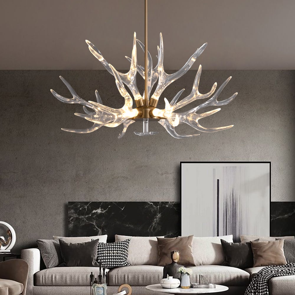 Questions and Answers for 9-Light Antler Ceiling Chandelier Lighting in Gold