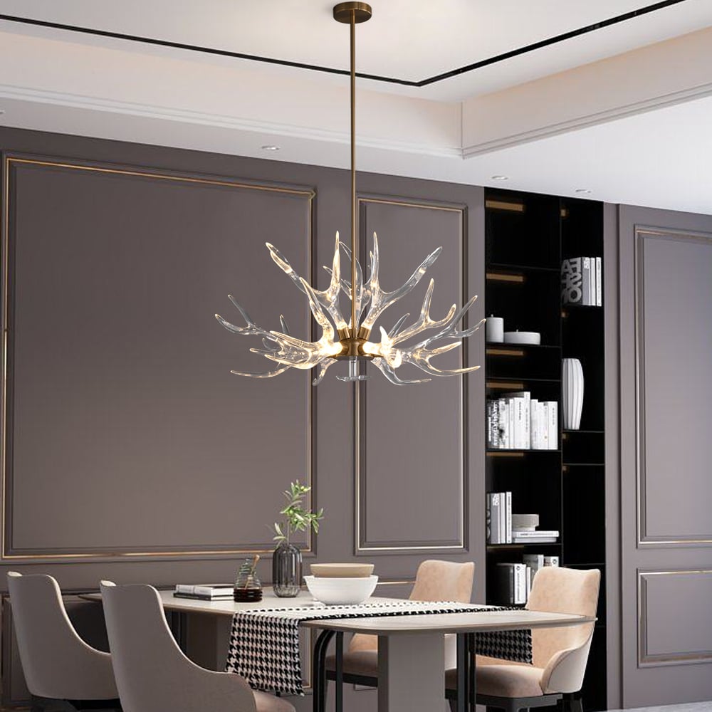 Questions and Answers for 9-Light Antler Ceiling Chandelier Lighting in Gold