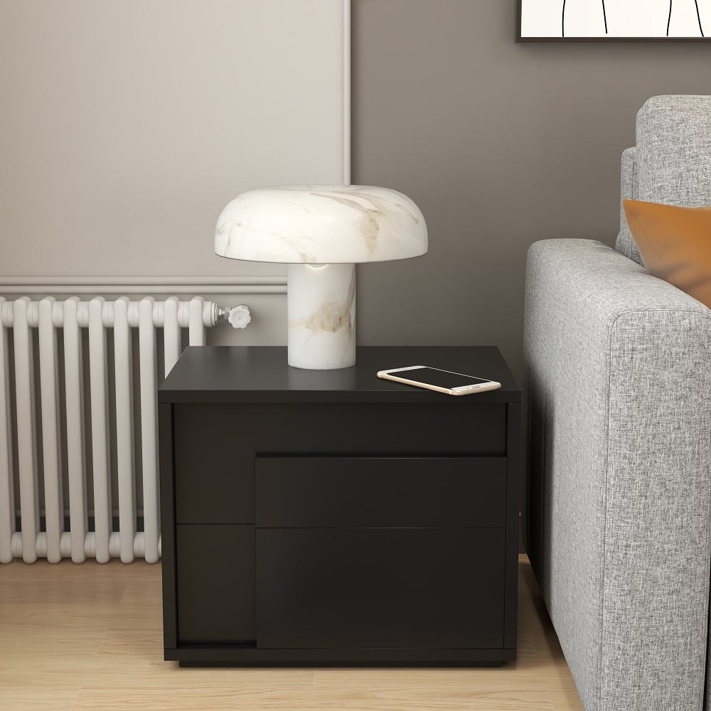 Customer Reviews for Modern Black Rectangle Nightstand with 2 Drawers