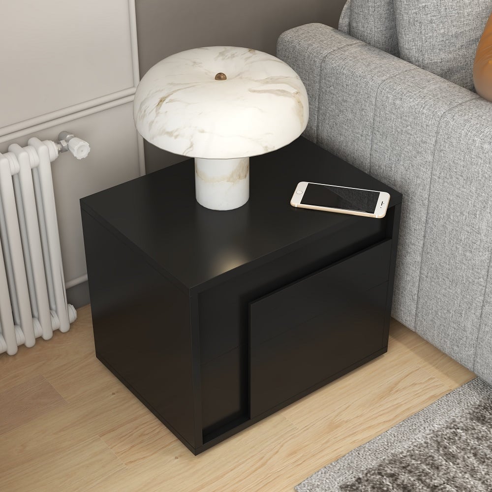 Customer Reviews for Modern Black Rectangle Nightstand with 2 Drawers