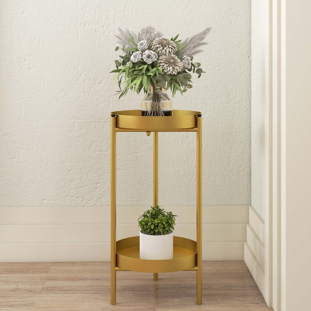 Customer Reviews for Round Metal Plant Stand 2-Tiered Gold Plant Pot Stand for Indoor in Small