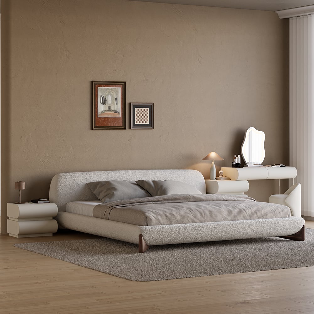 Schminktafel Set in Wit met Kunstleer en LED-Verlichting, Modern 1020mm Breed met Kruk｜Homary  DE