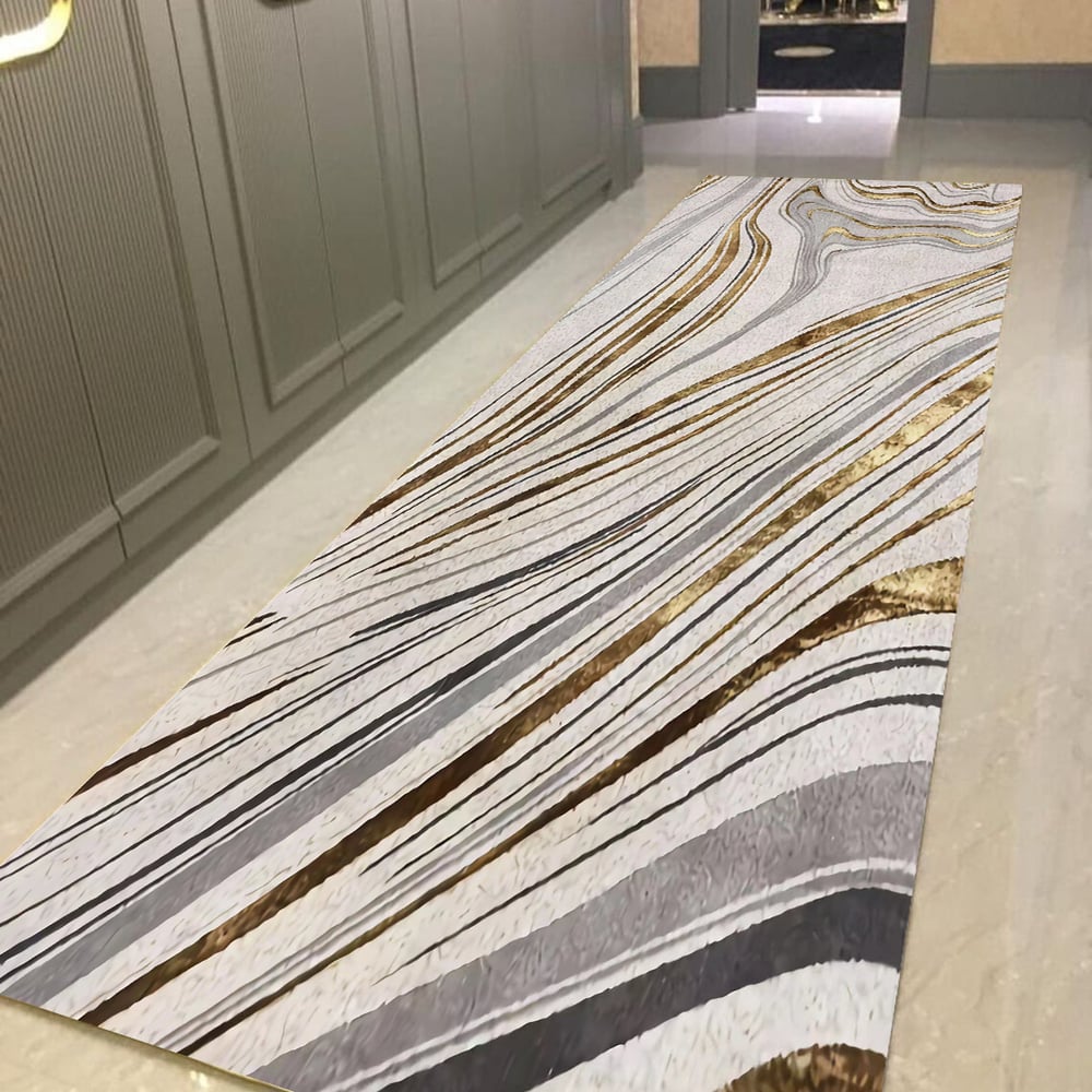 Vragen en antwoorden voor Luxe wasbaar vloerkleed met abstract Runner met marmerpatroon voor gang en keuken