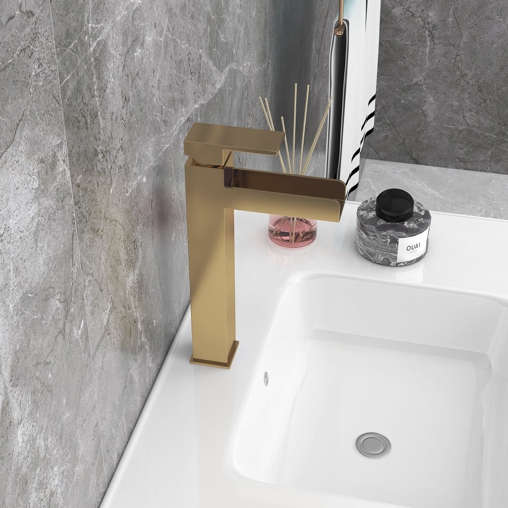 Customer Reviews for Brushed Gold Single Handle Waterfall Bathroom Vessel Sink Faucet Solid Brass Modern