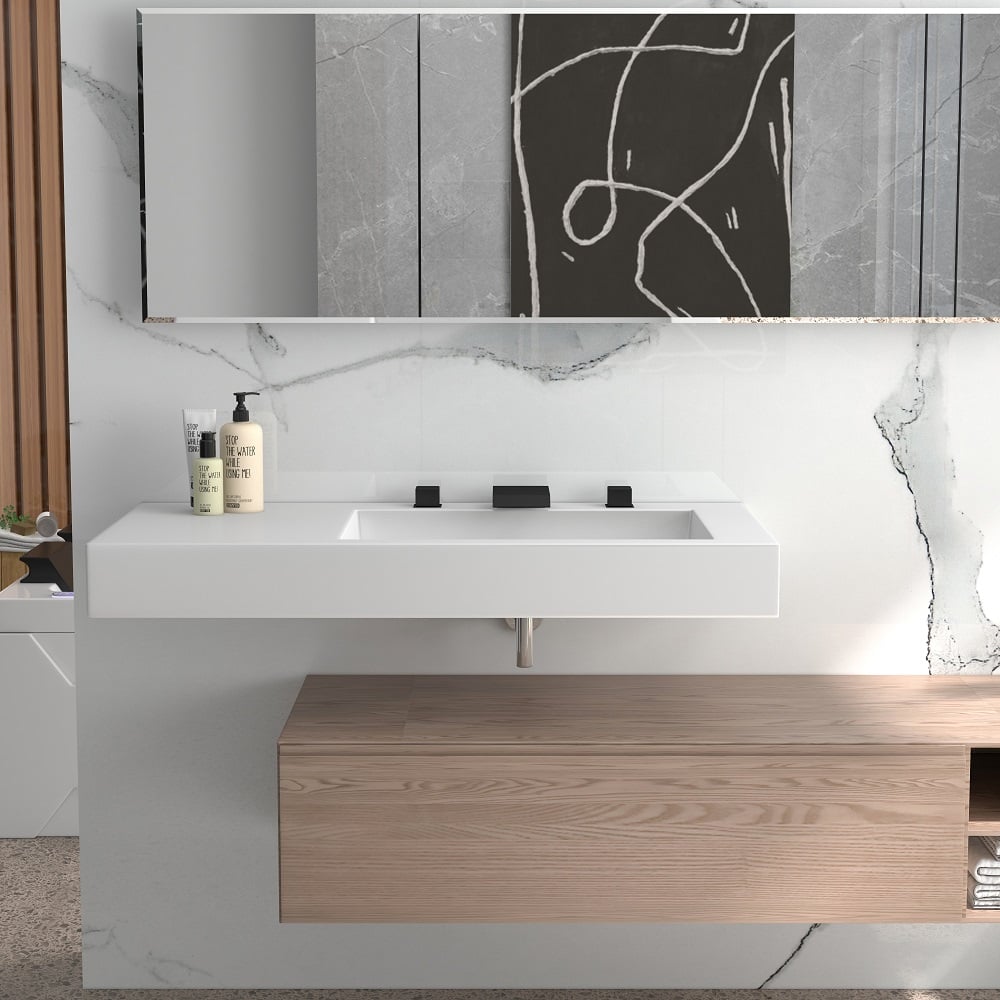 Avaliações de clientes sobre Torneira de pia de banheiro generalizada Moda Matte Black Waterfall, alça dupla quadrada