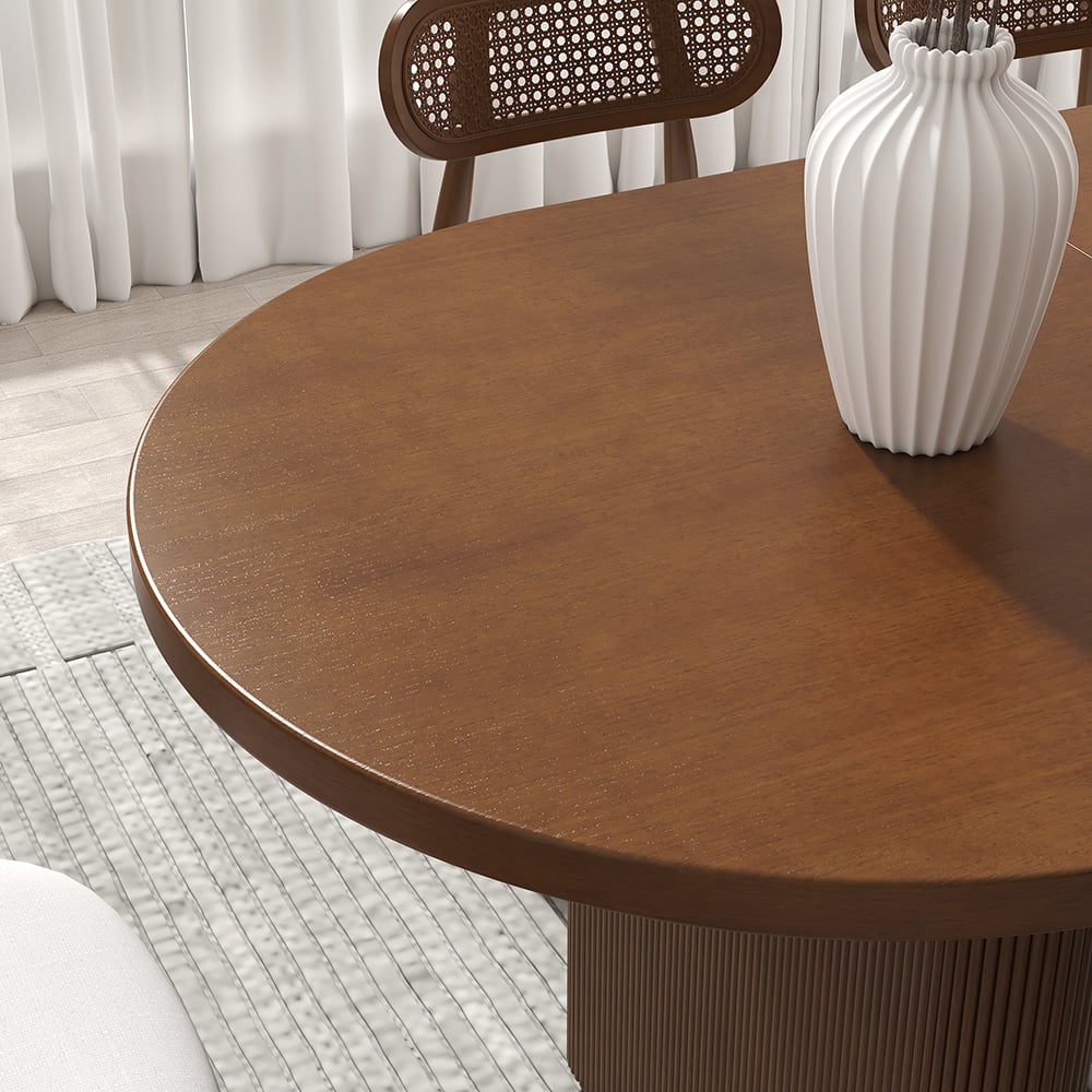 Ovale uitschuifbare eettafel Japandi in walnoot (1600-2000 mm), voor 4-6 personen|Homary DE