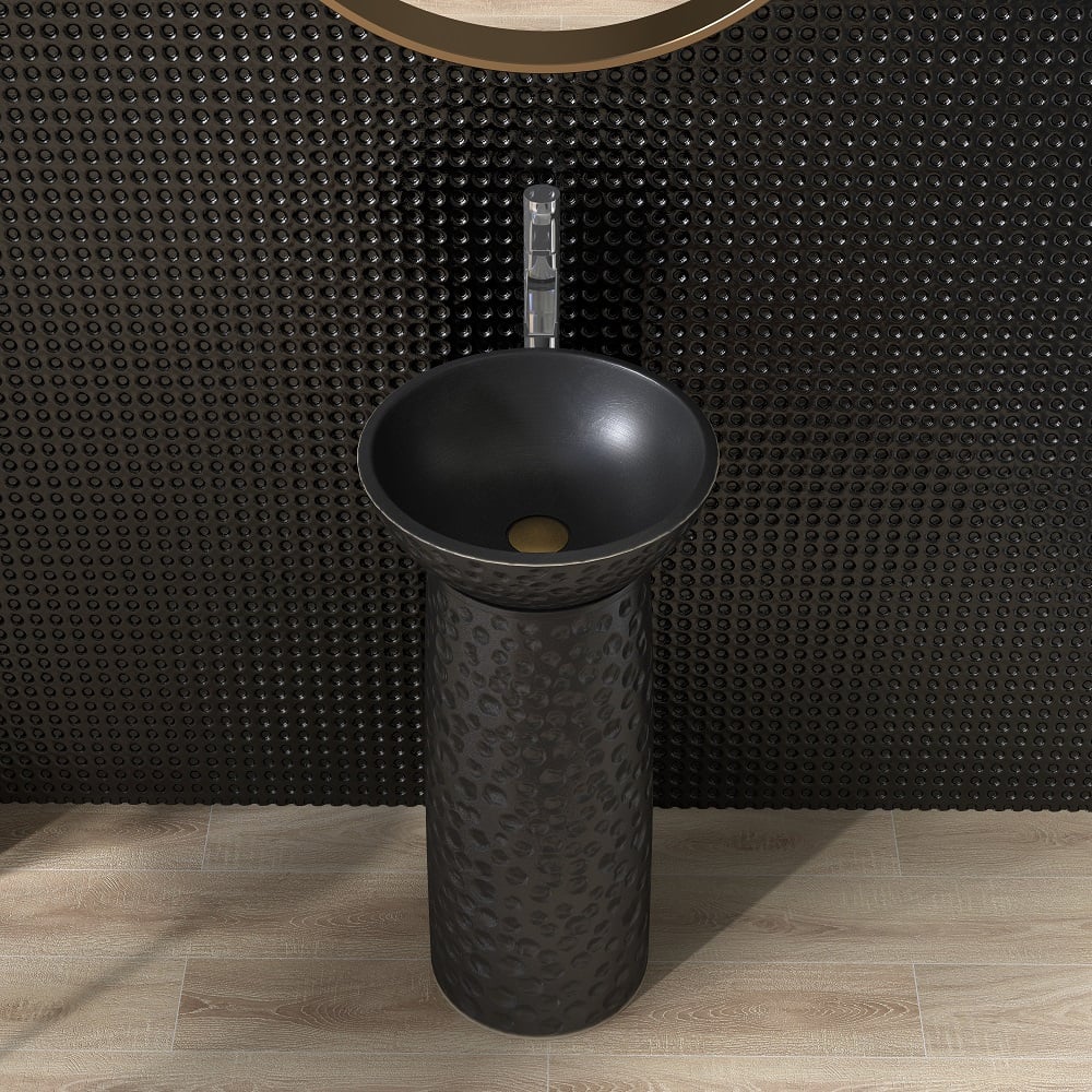 Customer Reviews for Antique Black Pedestal Sink Gaolin Wash Sink without Drain & Faucet Outdoor and Indoor