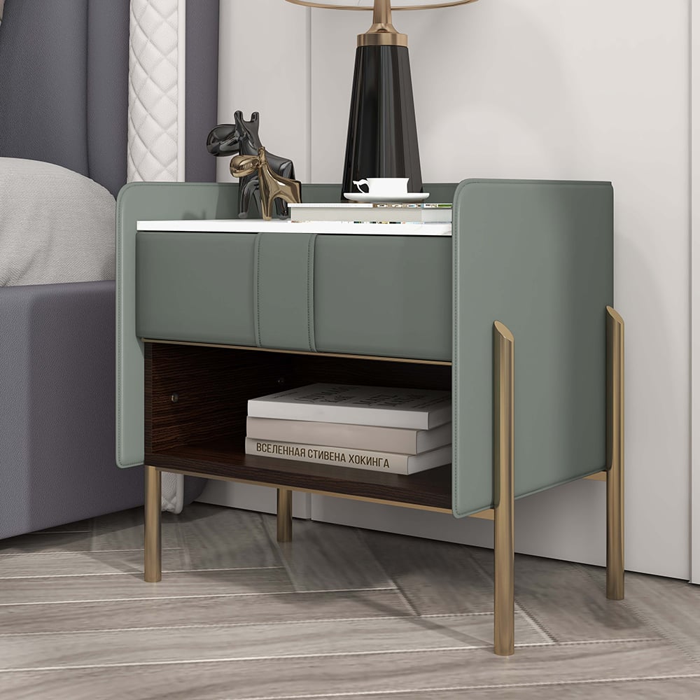 Customer Reviews for Modern Green Nightstand Sintered Stone Top Bedside Table with Charger & Light