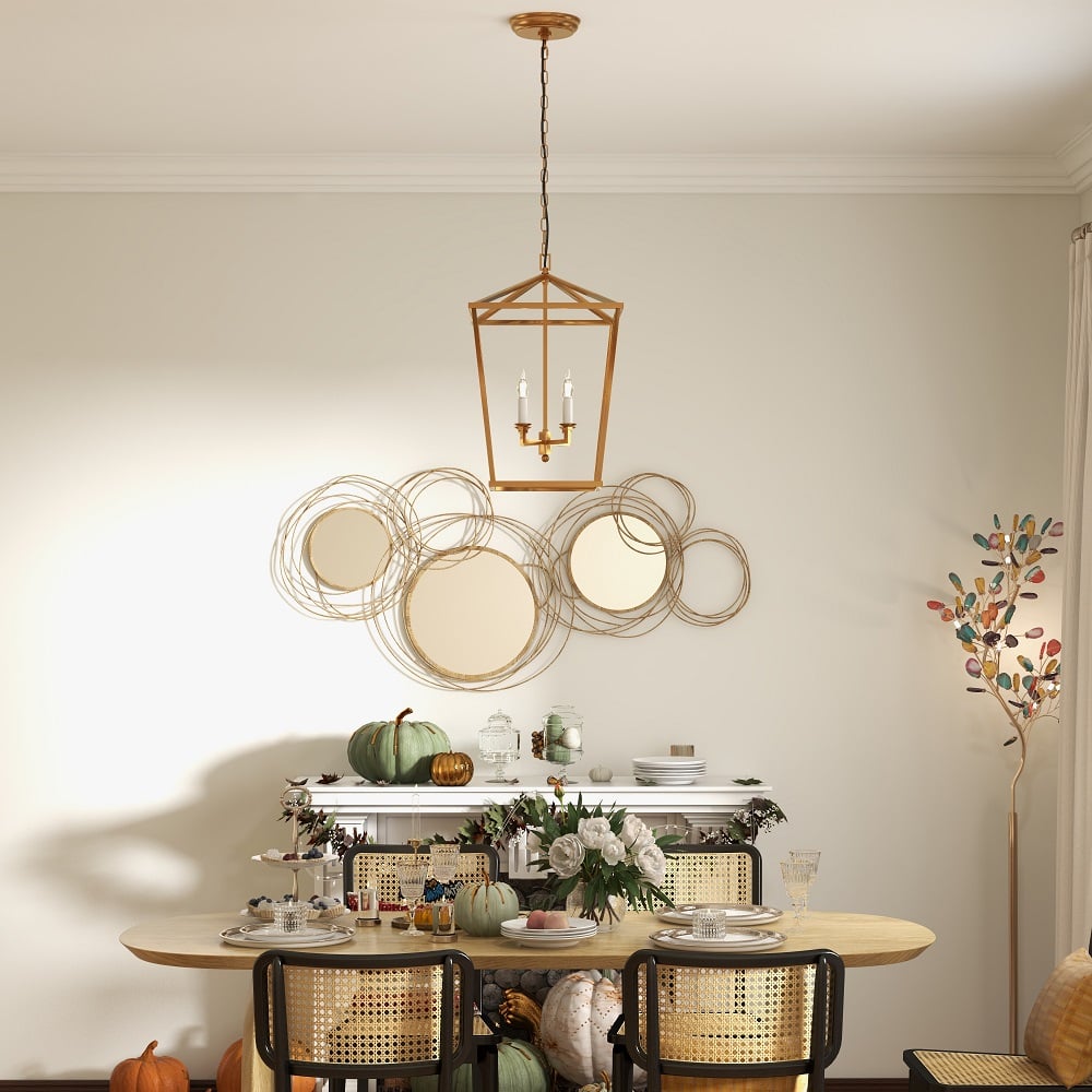 Avis Clients sur Suspension Lumière Pendante Cage Géométrique 4-Ampoules pour Cuisine Foyer