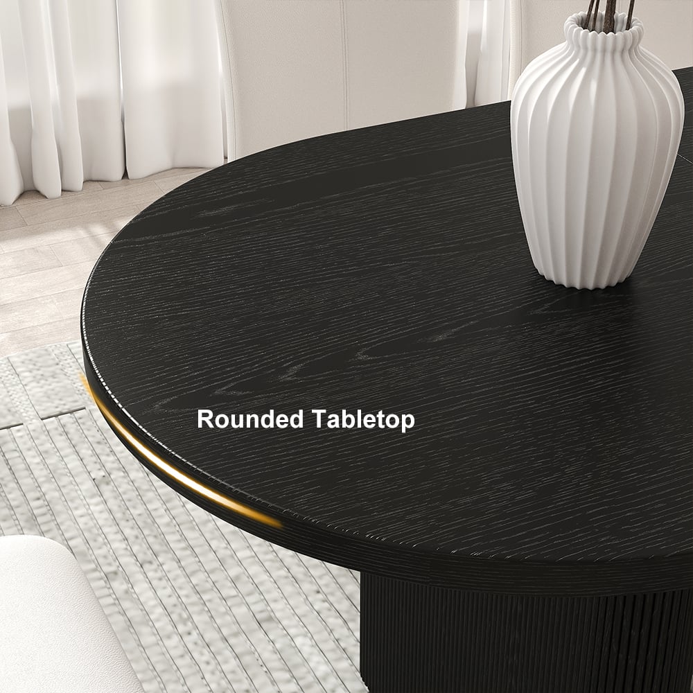 Questions and Answers for Fluve 2000mm-2400mm Oval Extendable Black Dining Table Butterfly Leaf 6-10 Seater
