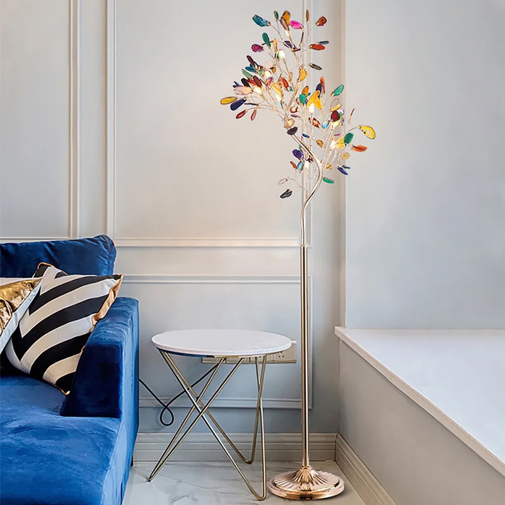 Questions and Answers for Stunny Art Deco 9-Light Agate Tree Floor Lamp with Foot Switch