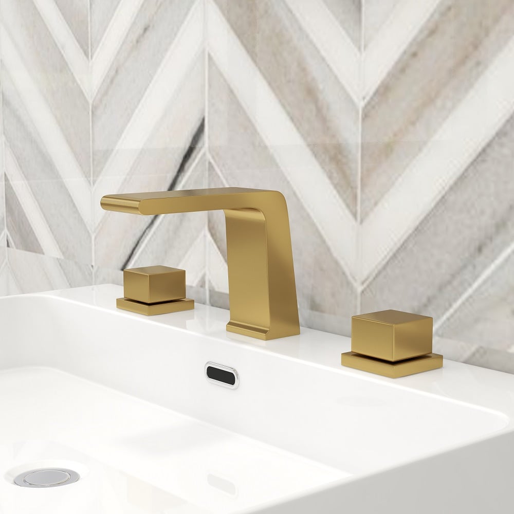 Customer Reviews for Rosa Waterfall Brushed Gold Widespread Bathroom Sink Faucet Solid Brass