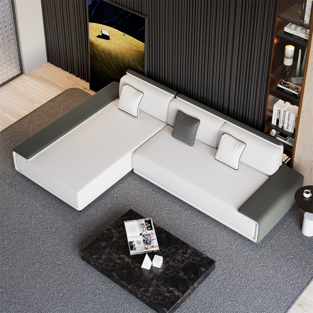 Questions et Réponses pour Canapé sectionnel d'angle modulaire moderne Doart en coton et lin, 4 places, 2850 mm, en forme de L