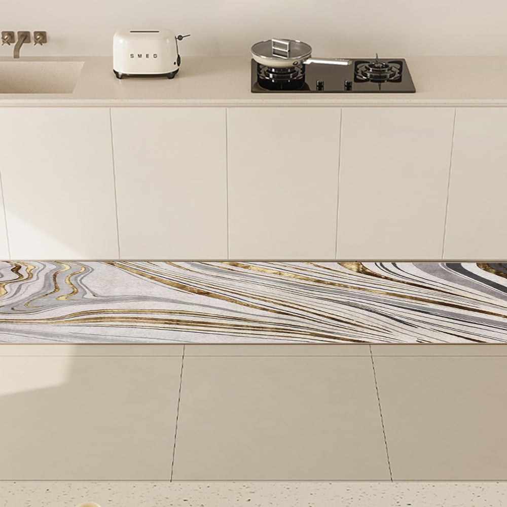 Vragen en antwoorden voor Luxe wasbaar vloerkleed met abstract Runner met marmerpatroon voor gang en keuken