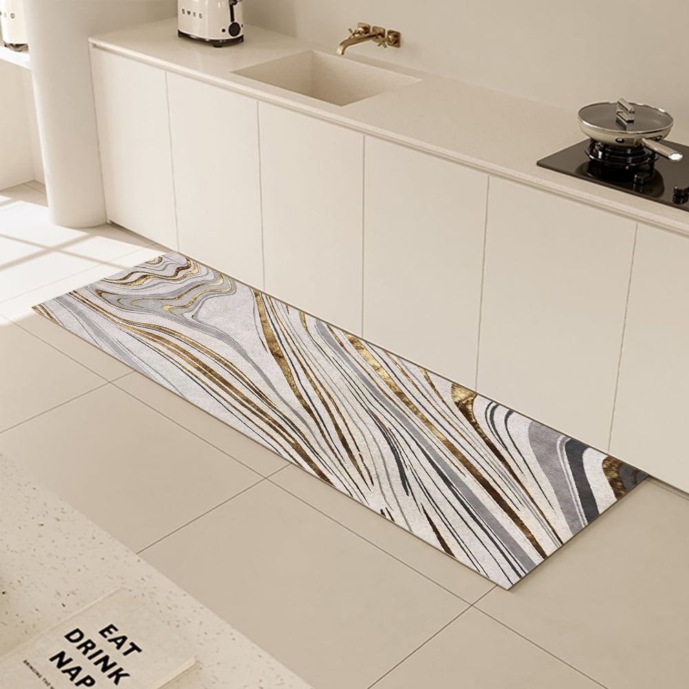 Vragen en antwoorden voor Luxe wasbaar vloerkleed met abstract Runner met marmerpatroon voor gang en keuken