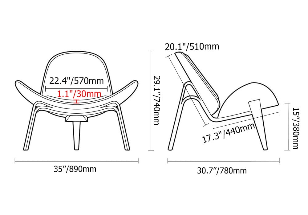 Leather Walnut Tripod Accent Chair weights dimensions image